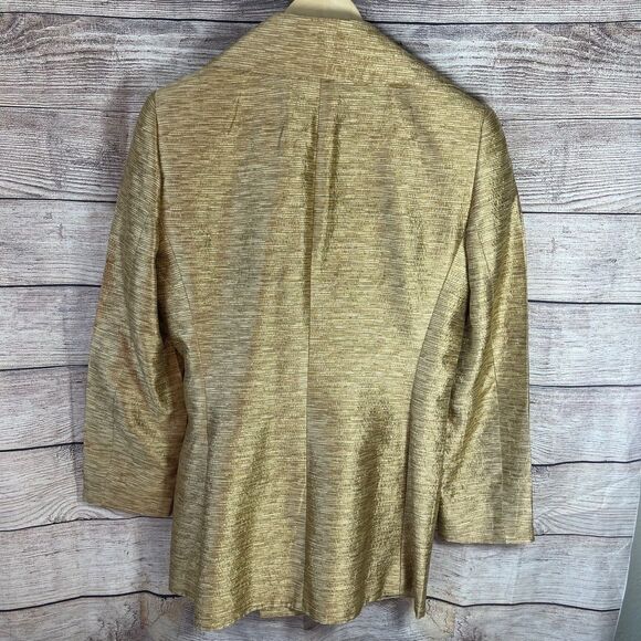 Dana Buchman Gold Silk/Wool Blend 3/4 Length Jacket Sz 6 - Picture 2 of 8
